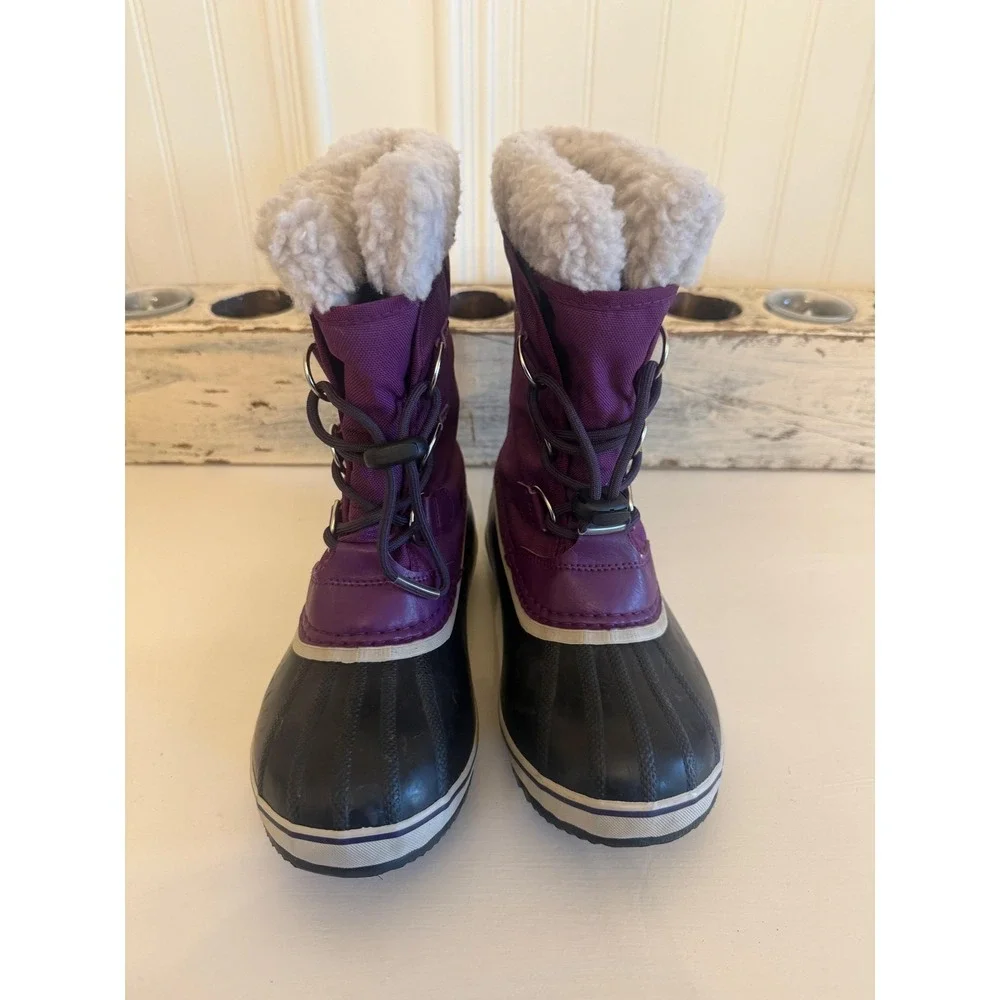 Sorel Snow Boots Kids Youth Size 3 Purple Black‎ Waterproof Insulated Winter